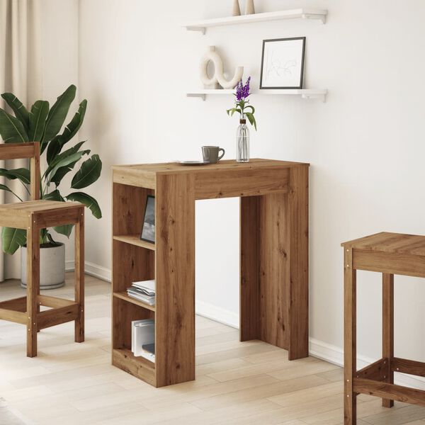 vidaXL Mesa alta con estantes madera roble artisian 95x47x103,5 cm