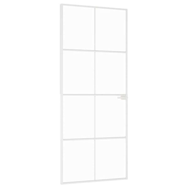 vidaXL Puerta de interior vidrio templado y aluminio blanco 83x201,5cm