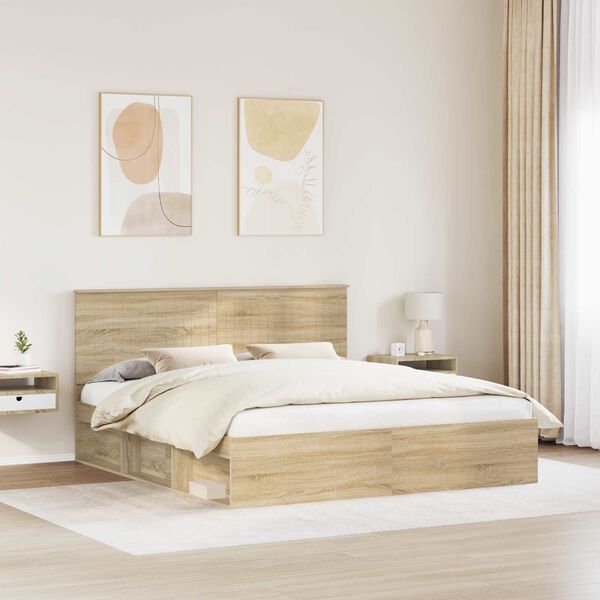 vidaXL Estructura de cama Sonoma 180 x 200 cm Madera de pino macizo