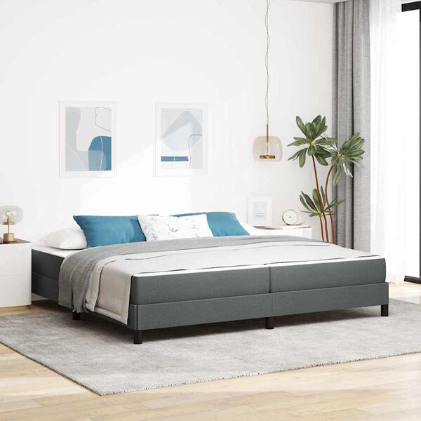 vidaXL Cama tipo Box Spring con colch&oacute;n Gris oscuro 200 x 200 cm tela