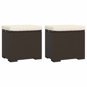 vidaXL Otomana con cojines 2 uds marr&oacute;n rat&aacute;n sint&eacute;tico 40x30x40 cm