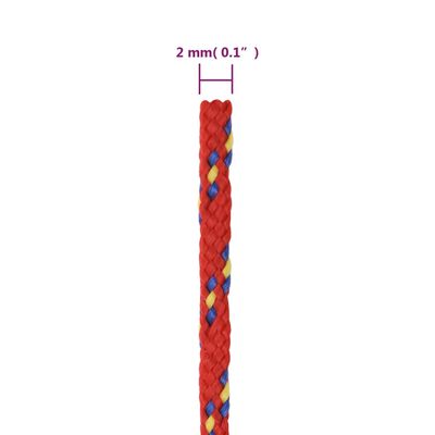 vidaXL Cuerda de barco polipropileno rojo 2 mm 25 m
