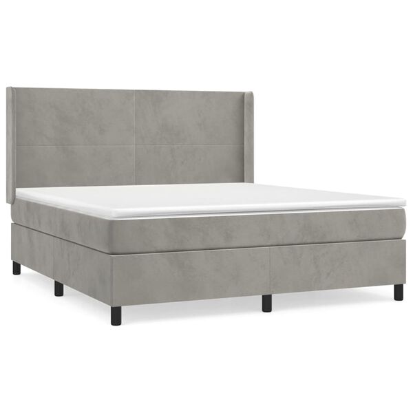 vidaXL Cama box spring con colch&oacute;n terciopelo gris claro 160x200 cm