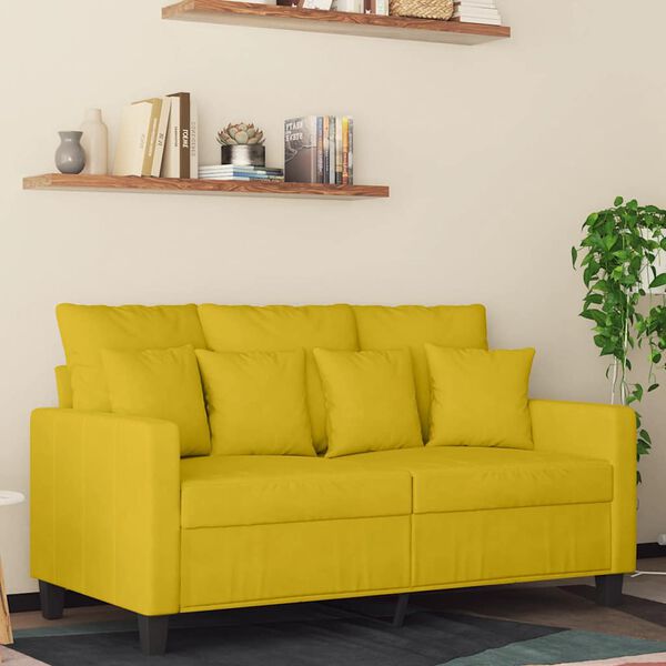 vidaXL Sof&aacute; de 2 plazas terciopelo amarillo 120 cm