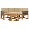 vidaXL Conjunto de sof&aacute;s de exterior 5 uds. Natural y Beige Poli&eacute;ster