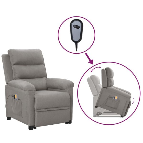 vidaXL Sill&oacute;n de masaje elevable tela gris claro