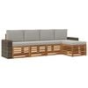 vidaXL Conjunto de sof&aacute;s de exterior 5 uds. Natural y Gris Claro