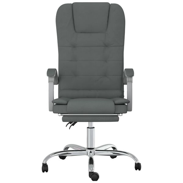 vidaXL Silla de oficina reclinable con masaje de tela gris oscuro