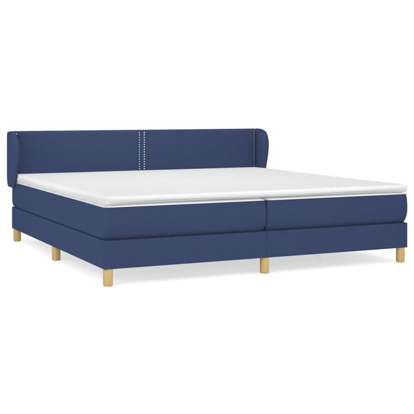 vidaXL Cama box spring con colch&oacute;n tela azul 200x200 cm