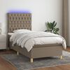 vidaXL Cama box spring colch&oacute;n y luces LED tela gris taupe 90x200 cm