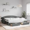vidaXL Sofá cama nido con cajones tela gris oscuro 90x200 cm
