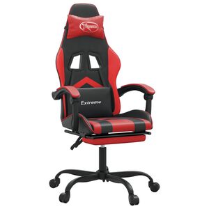 vidaXL Silla gaming con reposapi&eacute;s cuero sint&eacute;tico negro rojo