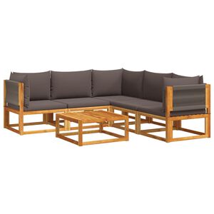 vidaXL Conjunto de sof&aacute; de jard&iacute;n de 6 piezas con cojines de madera de acacia y cuerda
