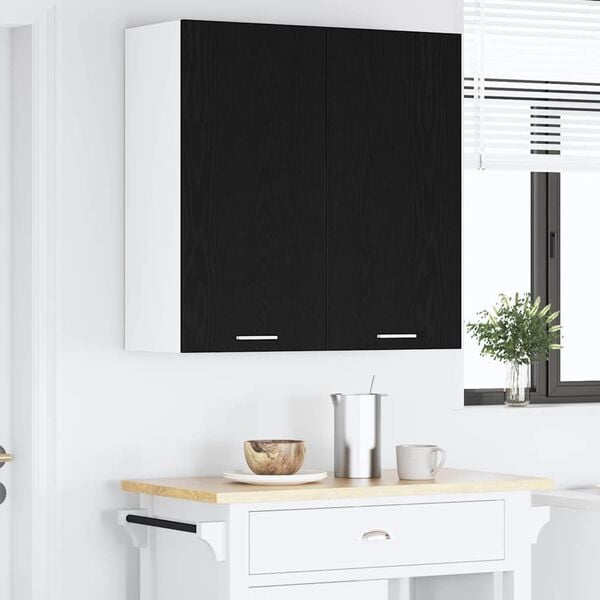 vidaXL Mueble colgante con almacenamiento Roble Negro 80 x 31 x 80 cm