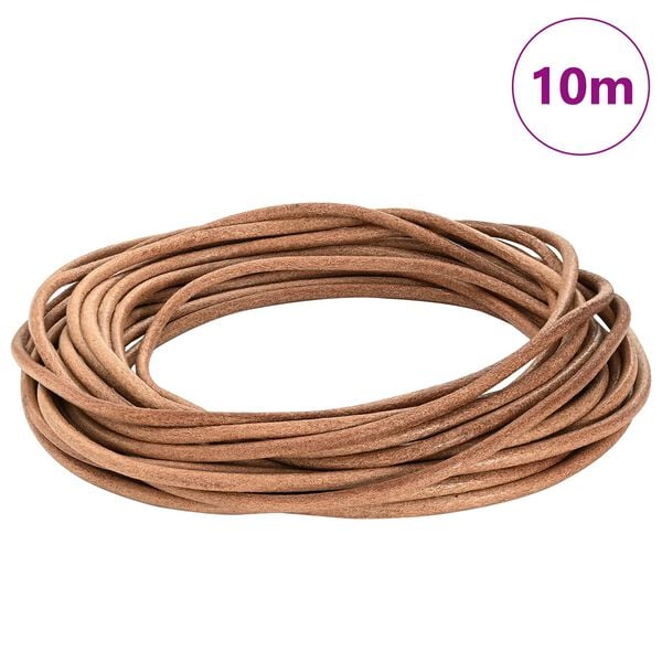 vidaXL Cord&oacute;n de cuero Marr&oacute;n &Oslash;4 mm x 10 m Cuero