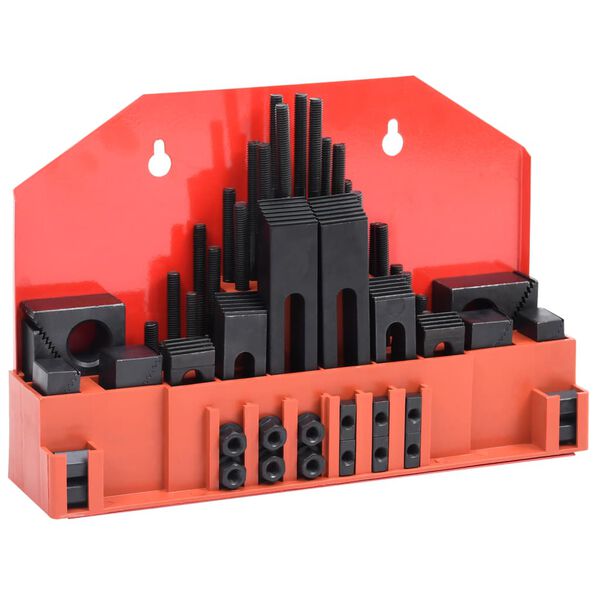 vidaXL Set de sujeción 58 piezas de acero T ranura M8