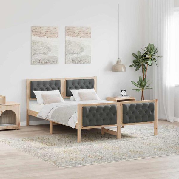 vidaXL Estructura de cama con cabecera Gris oscuro 140 x 190 cm