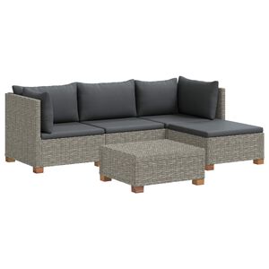 vidaXL 5 uds. Conjunto de Lounge de Rat&aacute;n con Cojines GENDT Gris Kubu