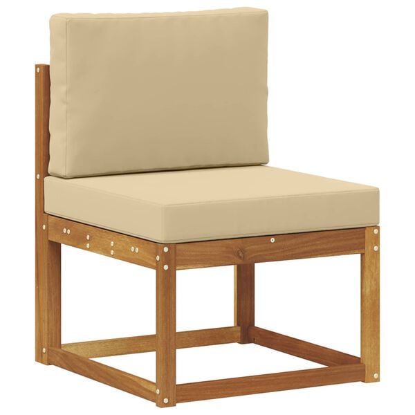 vidaXL Conjunto de sof&aacute;s de exterior con coj&iacute;n 4 Pieza Natural y Beige