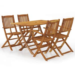vidaXL Set comedor de jard&iacute;n plegable 5 piezas madera maciza de acacia