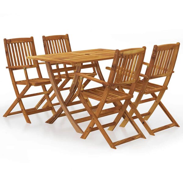 vidaXL Set comedor de jard&iacute;n plegable 5 piezas madera maciza de acacia
