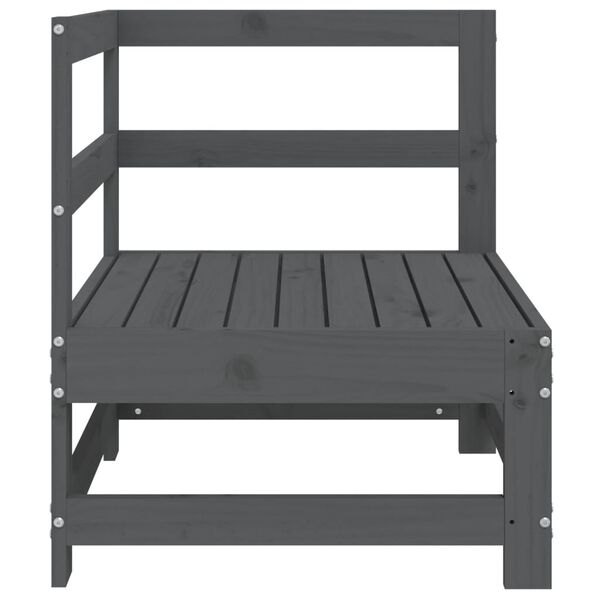 vidaXL Sofá de esquina de jardín madera maciza de pino gris