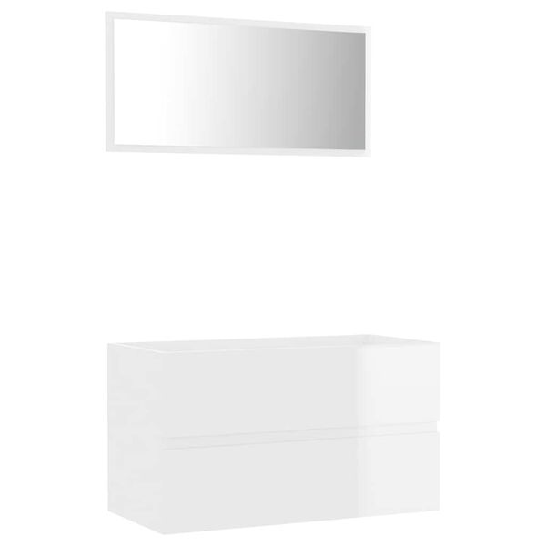 vidaXL Set muebles de ba&ntilde;o 2 piezas madera contrachapada blanco brillo