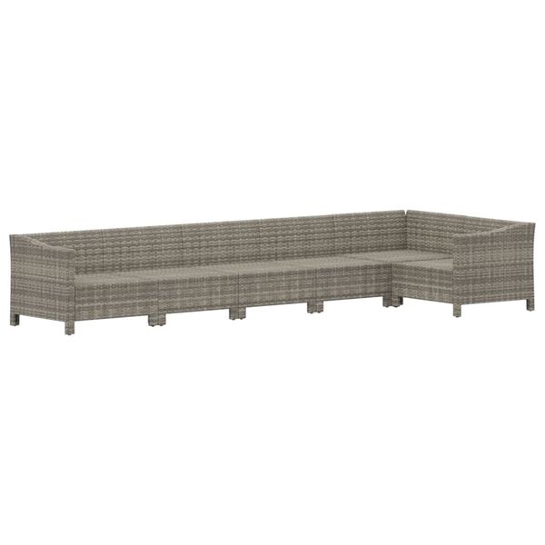 vidaXL Set de muebles de jard&iacute;n 6 pzas y cojines rat&aacute;n sint&eacute;tico gris