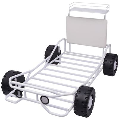 vidaXL Cama con forma coche todoterreno niños de acero blanca 190x90cm