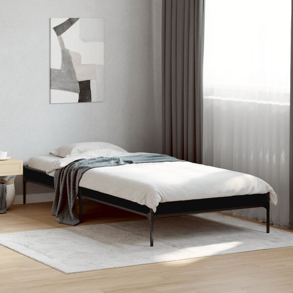 vidaXL Estructura de cama madera ingenier&iacute;a y metal negro 100x200 cm