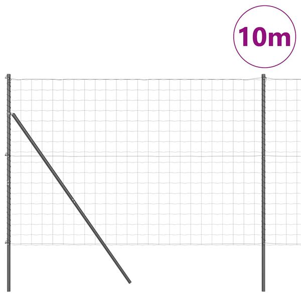 vidaXL Valla con Poste Gris 1,6 x 10 m Acero y PVC
