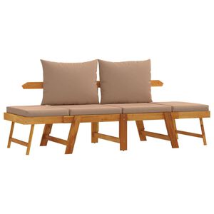 vidaXL Banco de jard&iacute;n con cojines 2 en 1 madera maciza de acacia