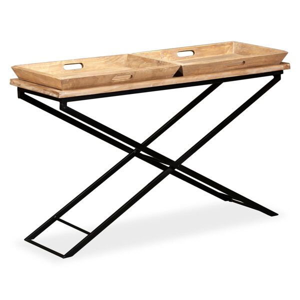vidaXL Mesa consola de madera de mango maciza 130x40x80 cm