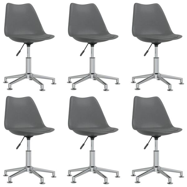 vidaXL Sillas comedor giratorias 6 unidades cuero sint&eacute;tico gris