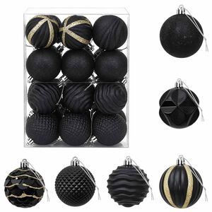 vidaXL Juego de bolas navide&ntilde;as 36 uds. Negro Di&aacute;m. 6 cm Poliestireno