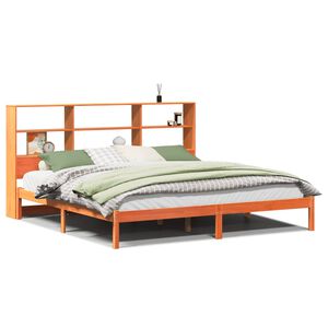 vidaXL Cama con estanter&iacute;a sin colch&oacute;n madera maciza marr&oacute;n 180x200cm