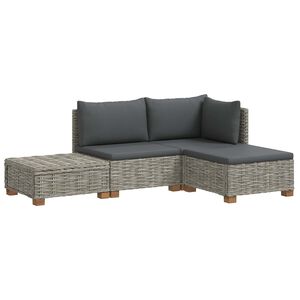 vidaXL 4 uds. Conjunto de Lounge de Rat&aacute;n con Cojines GENDT Gris Kubu