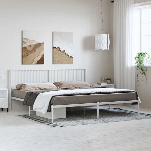 vidaXL Estructura cama sin colchón con cabecero metal blanco 193x203cm
