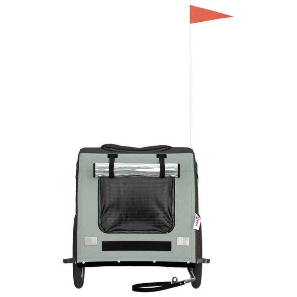vidaXL Remolque de bicicleta mascotas hierro tela Oxford gris negro
