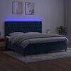 vidaXL Cama box spring colch&oacute;n y LED terciopelo azul oscuro 200x200 cm