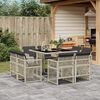 vidaXL Set comedor de jard&iacute;n 9 pzas cojines rat&aacute;n sint&eacute;tico gris claro
