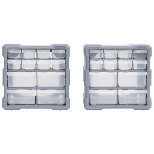 vidaXL Organizadores multicajones con 12 cajones 2 uds 26,5x16x26 cm