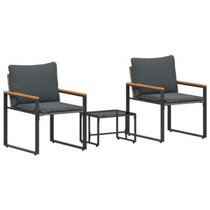 vidaXL Juegos de muebles con cojín 3 pcs Gris y Gris Oscuro Ratán