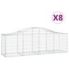 vidaXL Cestas de gaviones 8 uds forma de arco hierro 200x50x60/80 cm