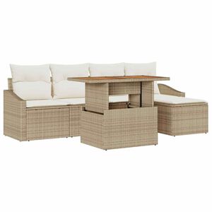 vidaXL Conjunto de Comedor de Jard&iacute;n con coj&iacute;n 6 pcs Beige y Crema