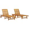 vidaXL Tumbonas con mesa 2 unidades madera maciza de acacia