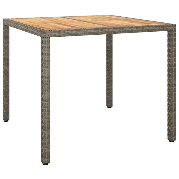 vidaXL Mesa de comedor de jard&iacute;n Gris 90 x 90 x 75 cm rat&aacute;n sint&eacute;tico