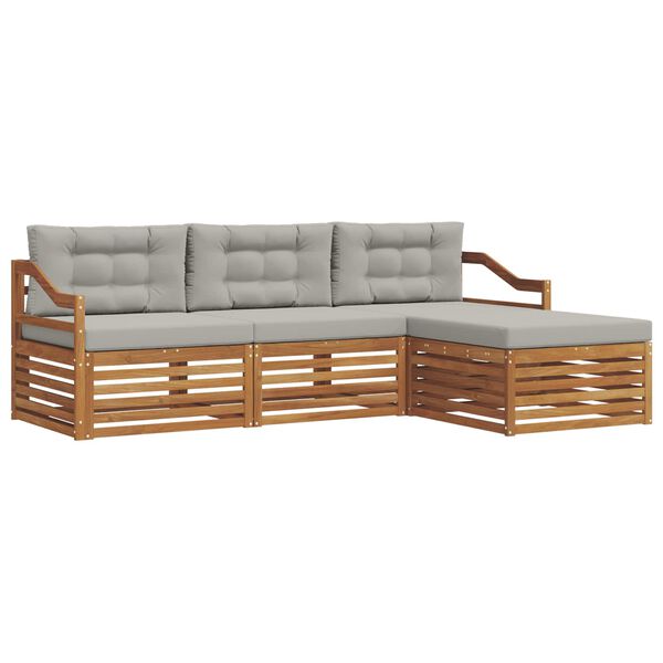 vidaXL Conjunto de sof&aacute;s de exterior 4 pcs Gris Natural y Claro