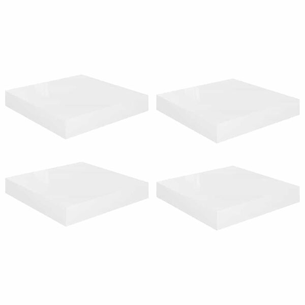 vidaXL Estante flotante de pared 4 uds MDF blanco brillo 23x23,5x3,8cm