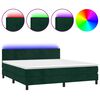 vidaXL Cama box spring colch&oacute;n y LED terciopelo verde oscuro 180x200cm